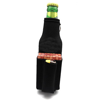 Beer Can Cooler With Cigarette And Lighter Holder
